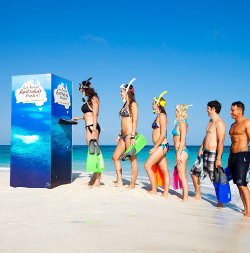 Voting for the New7Wonders of Nature at the world's most remote polling boot on the Great Barrier Reef
