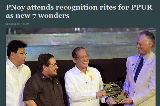 Philippines media coverage of the Official Inauguration of the Puerto Princesa Underground River as one of the world's New7Wonders of Nature was comprehensive.