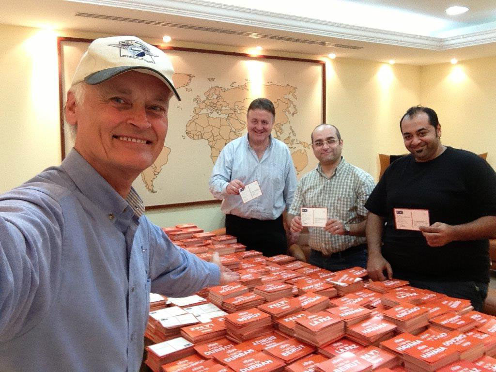 Bernard Weber, Founder-President of New7Wonders, at the postal vote counting centre in Dubai, United Arab Emirates.