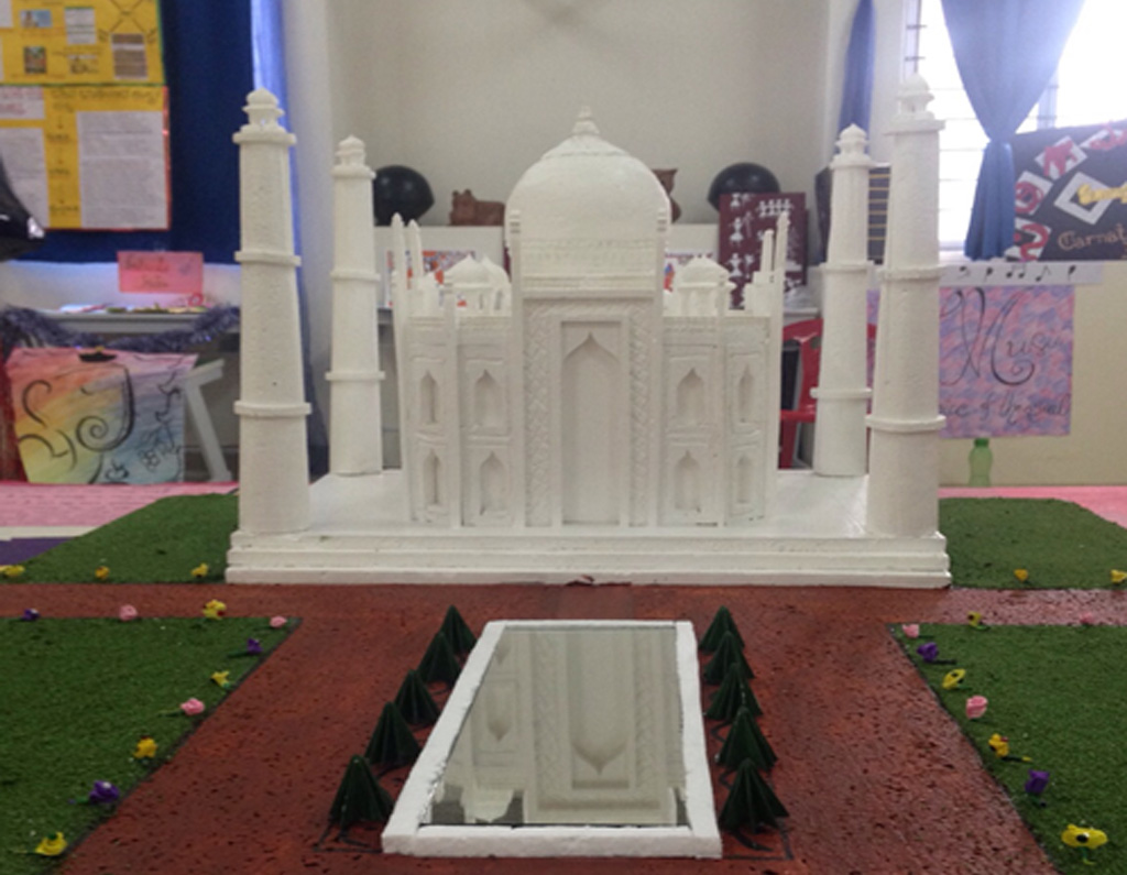 The Taj Mahal as created by by students of the National Hill View Public School in Bangalore in India