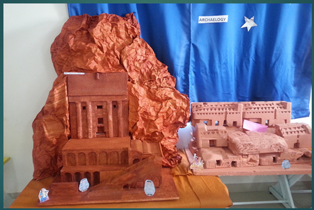 The ancient city of Petra in Jordan as imagined and recreated by students of the National Hill View Public School in Bangalore